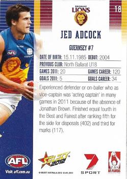 2012 Select AFL Champions #18 Jed Adcock Back